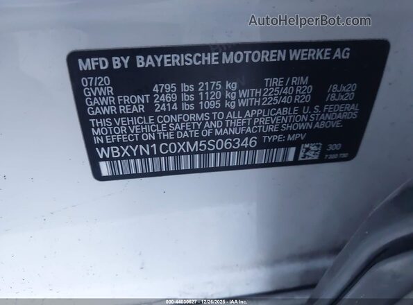 WBXYN1C0XM5S06346 2021 BMW X2 White Widok komory silnika