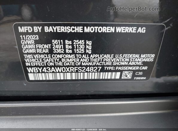 WBY43AW0XRFS24827 2024 BMW I4 Gray Vista del compartimento del motor