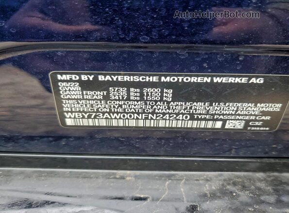 WBY73AW00NFN24240 2022 BMW I4 Синий Вид подкапотного пространства