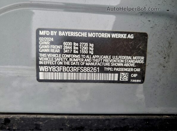 WBY83FB03RFS88261 2024 BMW I4 Gray Вид підкапотного простору