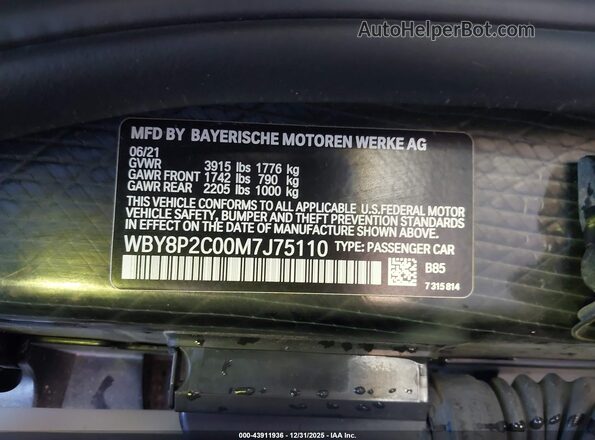 WBY8P2C00M7J75110 2021 BMW OTHER Gray Vista del compartimento del motor