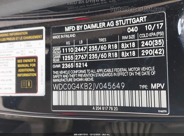 WDC0G4KB2JV045649 2018 MERCEDES-BENZ GLC 300 Черный Вид подкапотного пространства