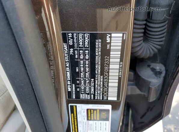 WDC0G4KB3GF087332 2016 MERCEDES-BENZ GLC-CLASS Brown Vista de la etiqueta del VIN