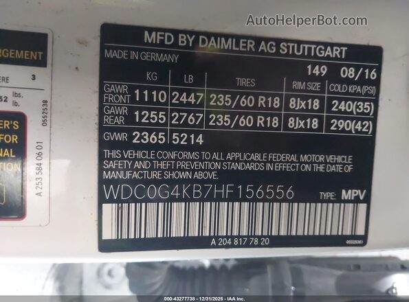 WDC0G4KB7HF156556 2017 MERCEDES-BENZ GLC 300 Белый Вид подкапотного пространства