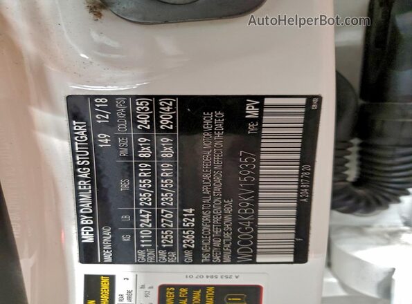 WDC0G4KB9KV159357 2019 MERCEDES-BENZ GLC-CLASS Белый Вид наклейки с VIN-кодом