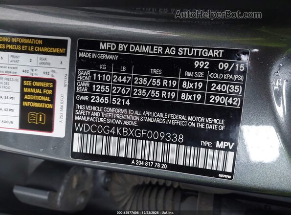 WDC0G4KBXGF009338 2016 MERCEDES-BENZ GLC 300 Gray Widok komory silnika