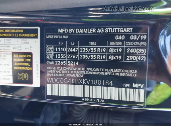 WDC0G4KBXKV180184 2019 MERCEDES-BENZ GLC 300 Черный Вид подкапотного пространства