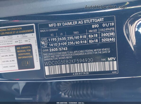 WDC0G5EB2KF594930 2019 MERCEDES-BENZ GLC 350E Dark Blue Շարժիչի բաժամունքի տեսք