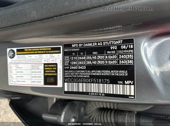 WDC0G6EB0KF518175 2019 MERCEDES-BENZ AMG GLC 43 Серый Вид подкапотного пространства