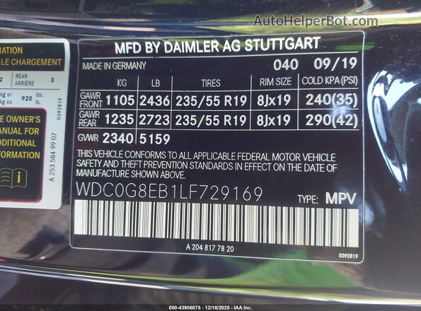 WDC0G8EB1LF729169 2020 MERCEDES-BENZ GLC 300 Черный Вид подкапотного пространства