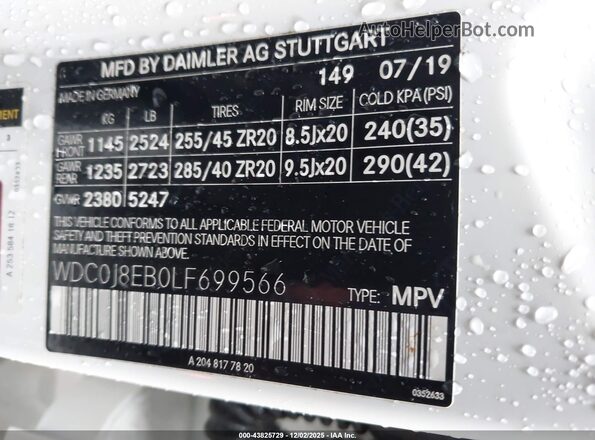 WDC0J8EB0LF699566 2020 MERCEDES-BENZ GLC 300 COUPE White Շարժիչի բաժամունքի տեսք