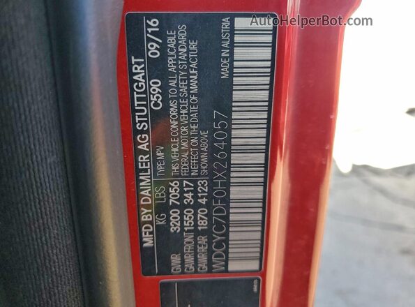 WDCYC7DF0HX264057 2017 MERCEDES-BENZ G-CLASS Красный Вид наклейки с VIN-кодом