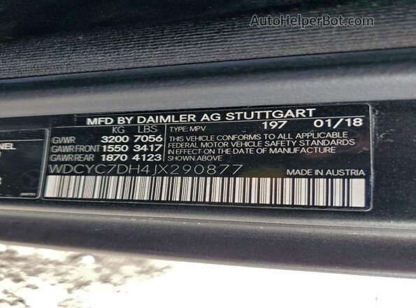 WDCYC7DH4JX290877 2018 MERCEDES-BENZ G-CLASS Black VIN sticker view