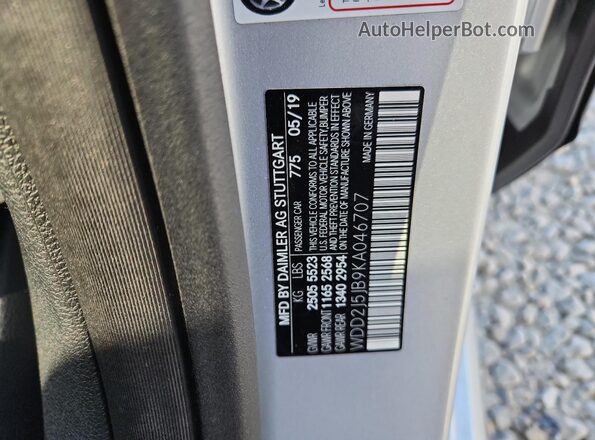 WDD2J5JB9KA046707 2019 MERCEDES-BENZ CLS-CLASS Серебряный Вид подкапотного пространства