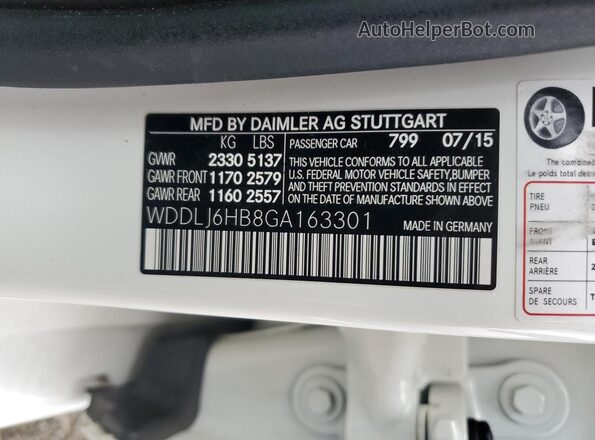 WDDLJ6HB8GA163301 2016 MERCEDES-BENZ CLS-CLASS White Widok naklejki z numerem VIN