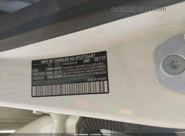 WDDSJ4EBXJN558357 2018 MERCEDES-BENZ CLA 250 White Engine compartment view
