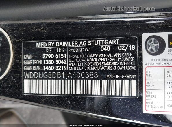 WDDUG8DB1JA400383 2018 MERCEDES-BENZ S-CLASS Черный Вид подкапотного пространства