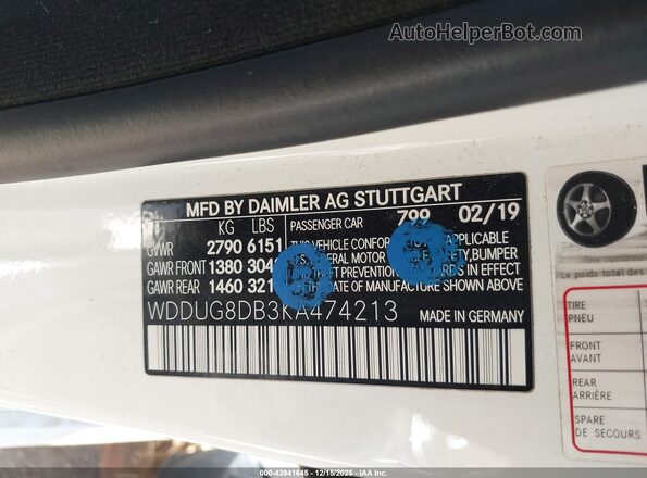 WDDUG8DB3KA474213 2019 MERCEDES-BENZ S-CLASS Белый Вид подкапотного пространства