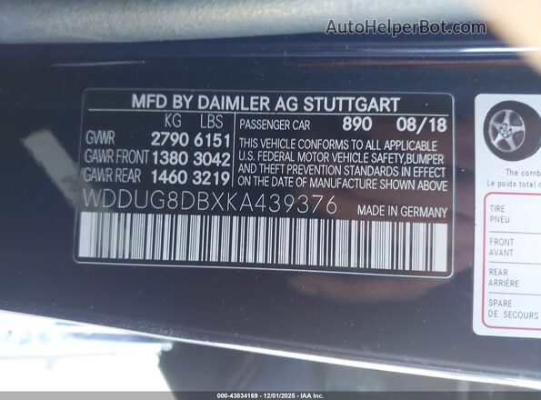 WDDUG8DBXKA439376 2019 MERCEDES-BENZ S-CLASS Dark Blue ძრავის განყოფილების ხედი
