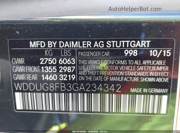 WDDUG8FB3GA234342 2016 MERCEDES-BENZ S-CLASS White Widok komory silnika