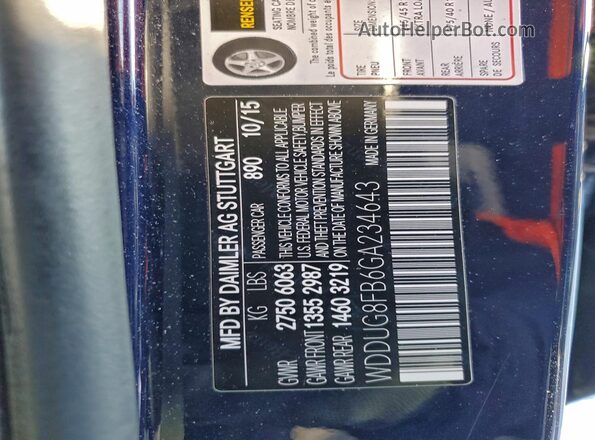 WDDUG8FB6GA234643 2016 MERCEDES-BENZ S Синий Вид подкапотного пространства