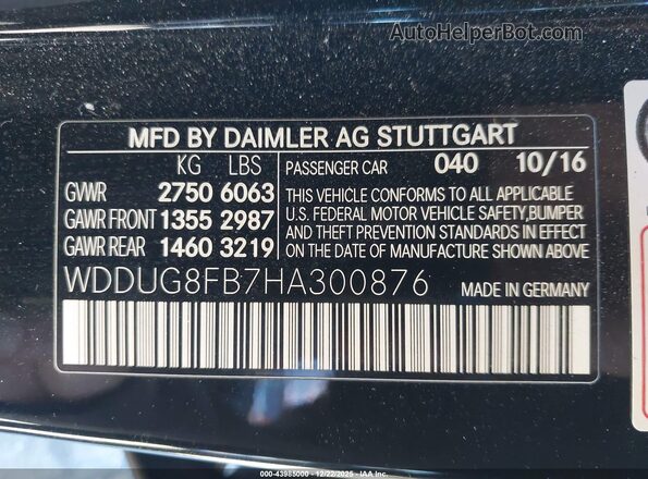 WDDUG8FB7HA300876 2017 MERCEDES-BENZ S-CLASS Black Widok komory silnika