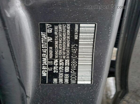 WDDVP9AB8HJ014875 2017 MERCEDES-BENZ B-CLASS Gray VIN კოდის სტიკერის ხედი