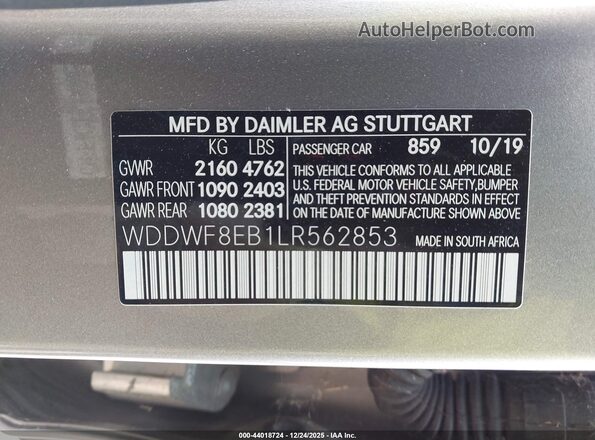 WDDWF8EB1LR562853 2020 MERCEDES-BENZ C-CLASS Beige Շարժիչի բաժամունքի տեսք