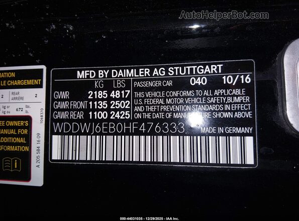 WDDWJ6EB0HF476333 2017 MERCEDES-BENZ AMG C 43 Red Widok komory silnika