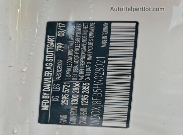 WDDXJ8FB5HA028021 2017 MERCEDES-BENZ S Белый Вид подкапотного пространства