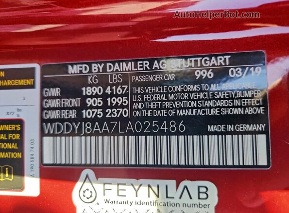WDDYJ8AA7LA025486 2020 MERCEDES-BENZ AMG Красный Вид подкапотного пространства