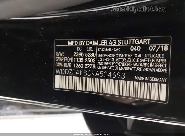 WDDZF4KB3KA524693 2019 MERCEDES-BENZ E-CLASS Black Շարժիչի բաժամունքի տեսք