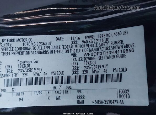 WF0DP3TH3H4119856 2017 FORD FOCUS RS Черный Вид подкапотного пространства