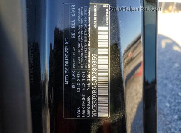 WMEFJ9BA5JK280359 2018 SMART FORTWO Серый Вид наклейки с VIN-кодом