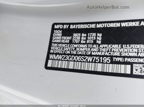 WMW23GD06S2W75195 2025 MINI HARDTOP Белый Вид подкапотного пространства