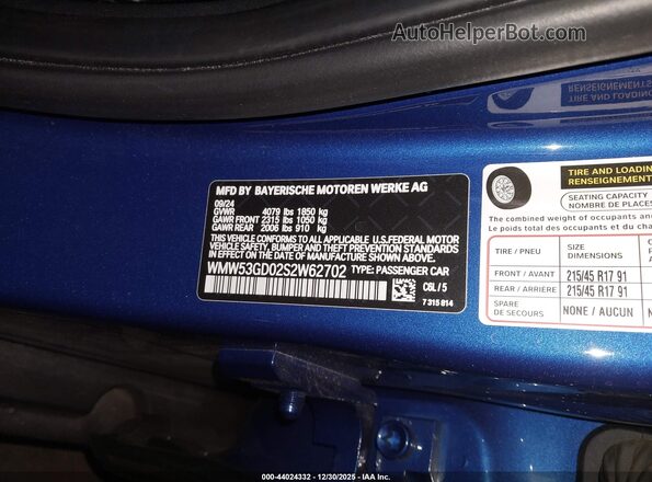 WMW53GD02S2W62702 2025 MINI HARDTOP Синий Вид подкапотного пространства