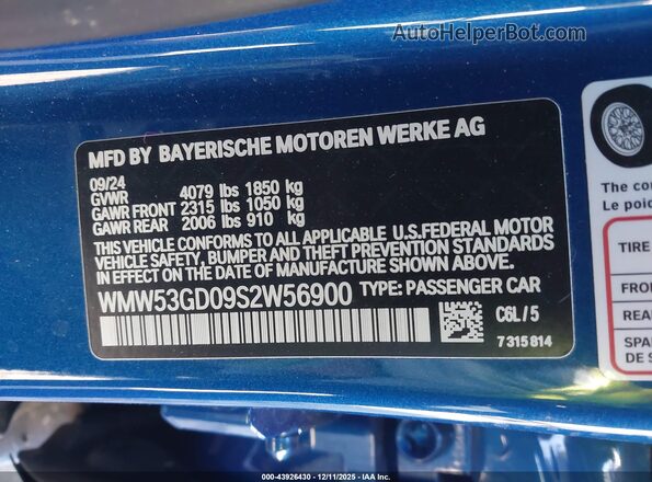 WMW53GD09S2W56900 2025 MINI HARDTOP Blue Vista del compartimento del motor