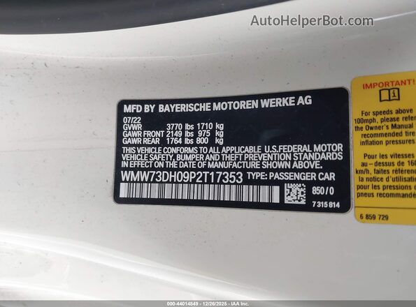 WMW73DH09P2T17353 2023 MINI HARDTOP White Շարժիչի բաժամունքի տեսք