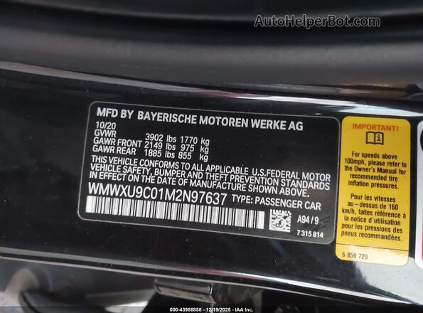 WMWXU9C01M2N97637 2021 MINI HARDTOP Black Engine compartment view
