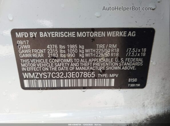 WMZYS7C32J3E07865 2018 MINI COUNTRYMAN White Widok komory silnika