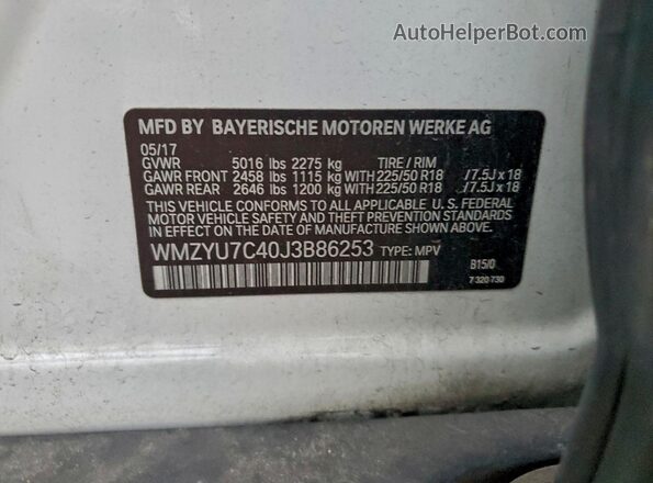 WMZYU7C40J3B86253 2018 MINI COOPER Белый Вид подкапотного пространства