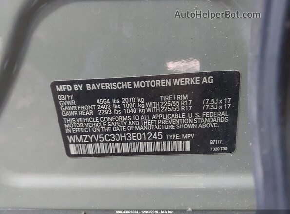 WMZYV5C30H3E01245 2017 MINI COUNTRYMAN Серый Вид подкапотного пространства
