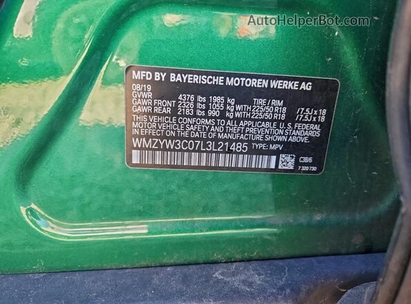 WMZYW3C07L3L21485 2020 MINI COOPER Зеленый Вид подкапотного пространства