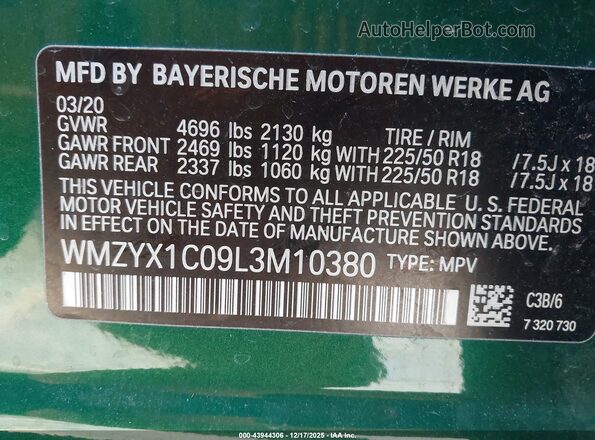 WMZYX1C09L3M10380 2020 MINI COUNTRYMAN Зеленый Вид подкапотного пространства