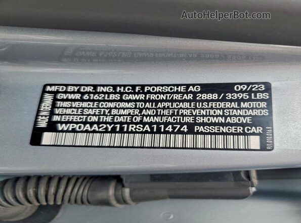 WP0AA2Y11RSA11474 2024 PORSCHE TAYCAN Серебряный Вид подкапотного пространства