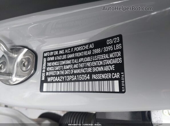 WP0AA2Y13PSA15054 2023 PORSCHE TAYCAN Серый Вид подкапотного пространства