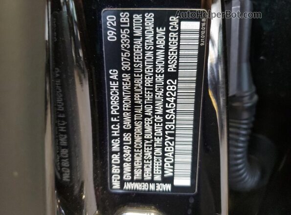 WP0AB2Y13LSA54282 2020 PORSCHE TAYCAN Черный Вид подкапотного пространства