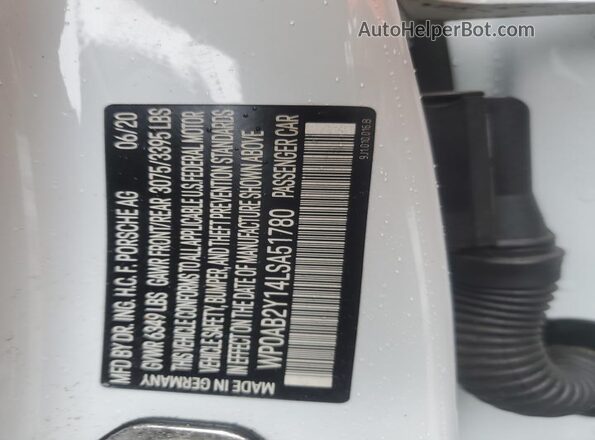 WP0AB2Y14LSA51780 2020 PORSCHE TAYCAN Белый Вид подкапотного пространства
