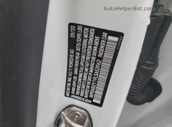 WP0AB2Y19LSA53962 2020 PORSCHE TAYCAN Белый Вид подкапотного пространства