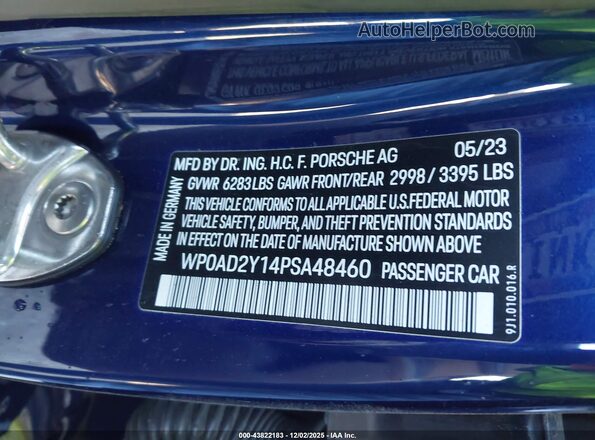 WP0AD2Y14PSA48460 2023 PORSCHE TAYCAN Синий Вид подкапотного пространства